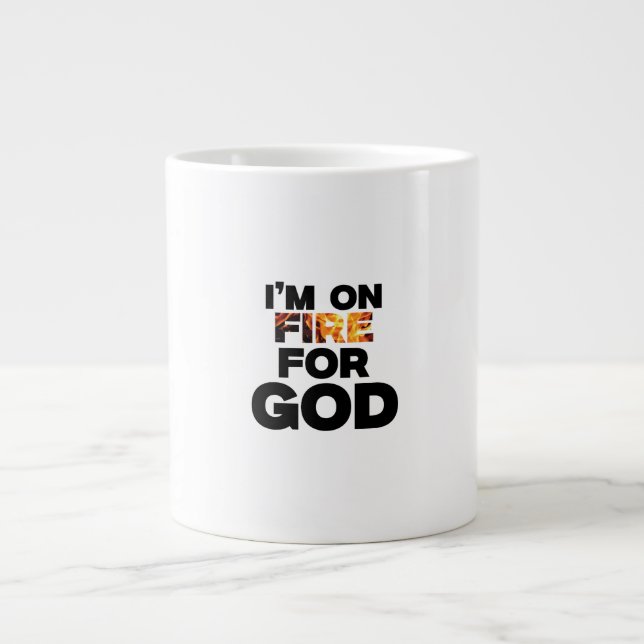 CANECA DE CAFÉ GRANDE ESTOU EM FOGO POR DEUS. (Frente)
