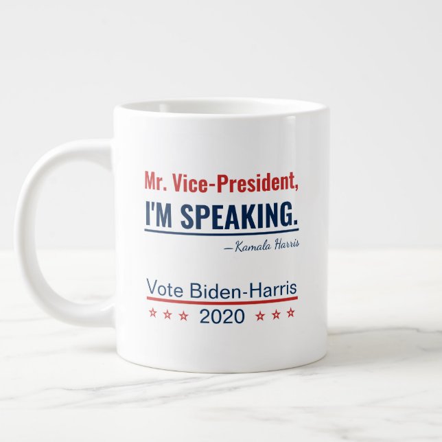 Caneca De Café Grande Estou falando com Kamala Harris Presidente 2024 (Esquerda)