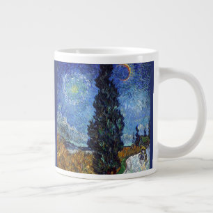 Caneca De Café Grande Estrada com Ciprestes Impressionismo de Van Gogh