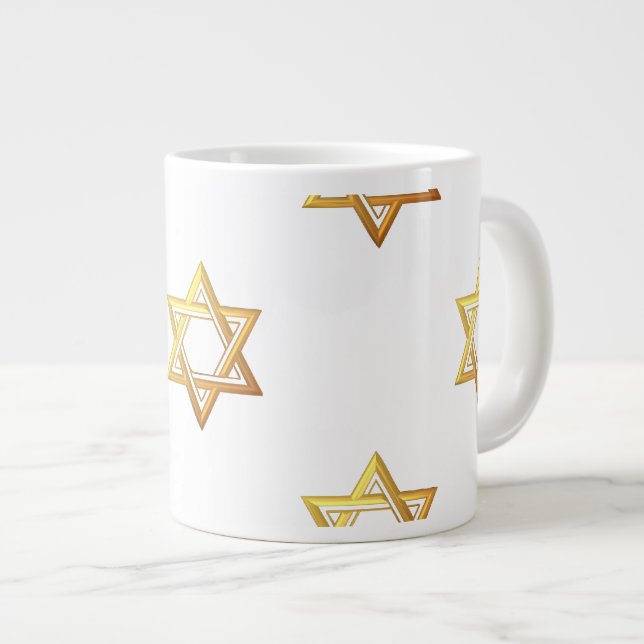 Caneca De Café Grande Estrela de David (Frente Esquerda)