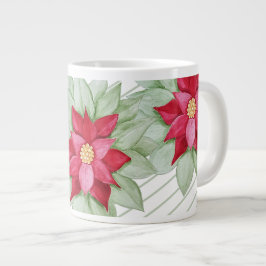 Caneca De Café Grande Estrela de Natal Poinsettia Watercolor