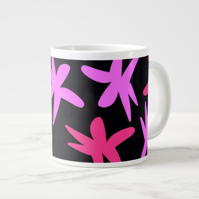 Caneca De Café Grande Estrelas da flor (Frente Esquerda)