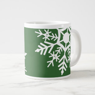 Caneca De Café Grande Estrelas de Neve Brancas e Verdes da Temporada Fes