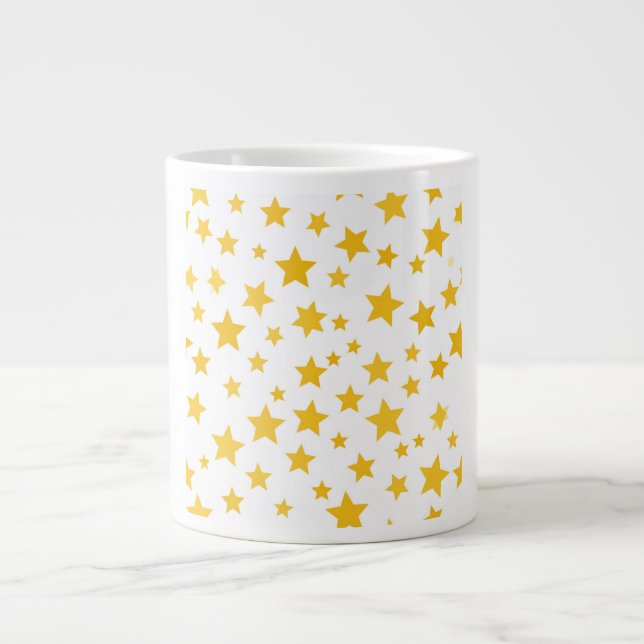 Caneca De Café Grande estrelas douradas em fundo branco (Frente)