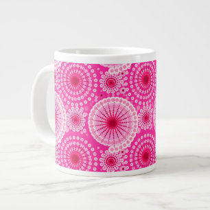 Caneca De Café Grande Estrelas e pineiras, fuchsia rosa e marrom