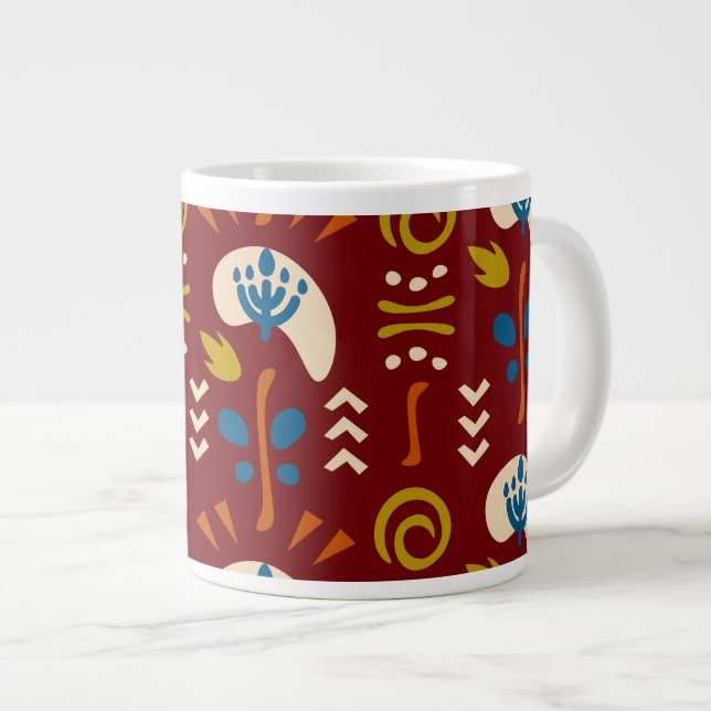Caneca De Café Grande Ethnic Folk Floral Pattern (Frente Esquerda)