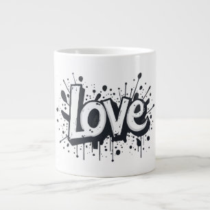 Caneca De Café Grande Etiqueta de amor monocromático do Grafite de grafi