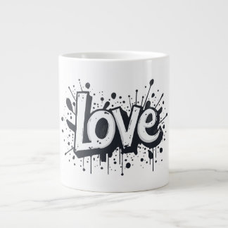 Caneca De Café Grande Etiqueta de amor monocromático do Grafite de grafi