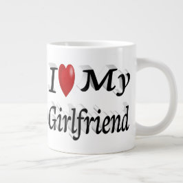 Caneca De Café Grande Eu adoro o meu texto preto Namorada