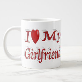 Caneca De Café Grande Eu adoro o meu texto vermelho Namorada