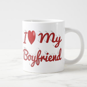 Caneca De Café Grande Eu adoro o meu texto vermelho Namorado