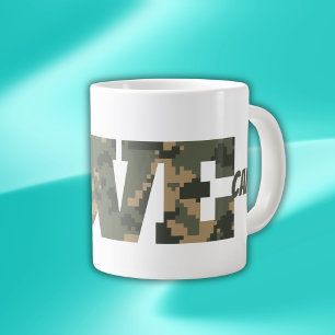Caneca De Café Grande Eu Amo Camouflage Verde Brown