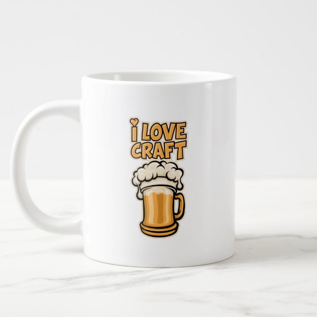 Caneca De Café Grande Eu Amo Cerveja Artesanato (Esquerda)