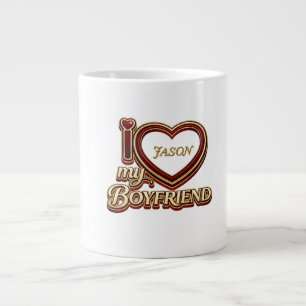 Caneca De Café Grande Eu Amo Meu Namorado Personalizado