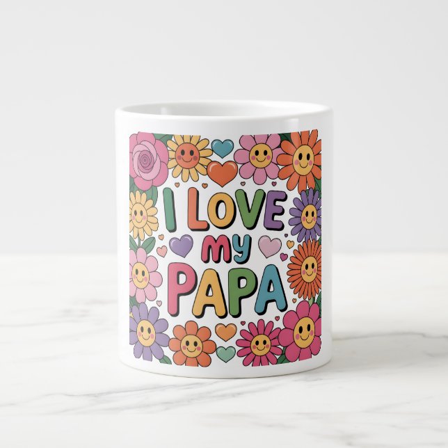 Caneca De Café Grande Eu amo meu papai (Frente)