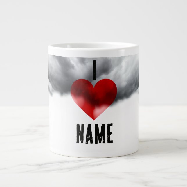 Caneca De Café Grande Eu Amo Nome Personalizado (Frente)