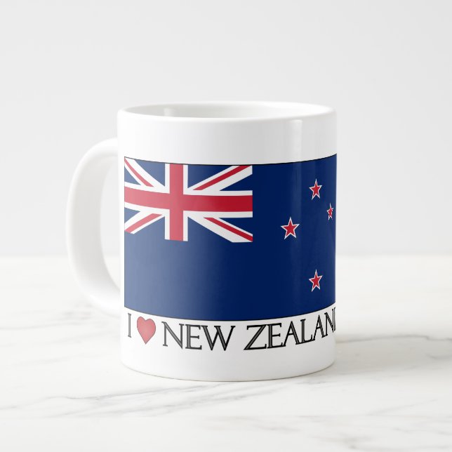Caneca De Café Grande Eu Amo NZ Jumbo Mug (Frente Esquerda)