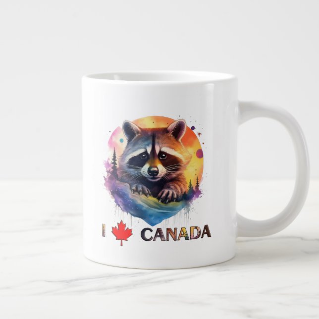 Caneca De Café Grande Eu amo o Canadá (Direita)