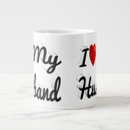 Caneca De Café Grande Eu amo o meu marido de texto preto bonito