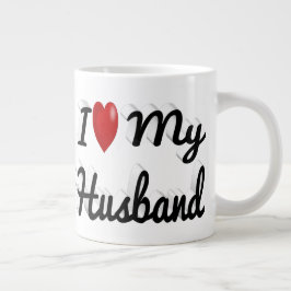 Caneca De Café Grande Eu amo o meu marido de texto preto bonito