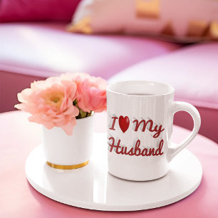 Caneca De Café Grande Eu amo o meu marido de texto vermelho bonito