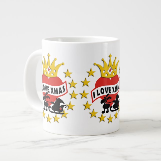 Caneca De Café Grande Eu amo o Xmas e o seu passado (Frente Esquerda)