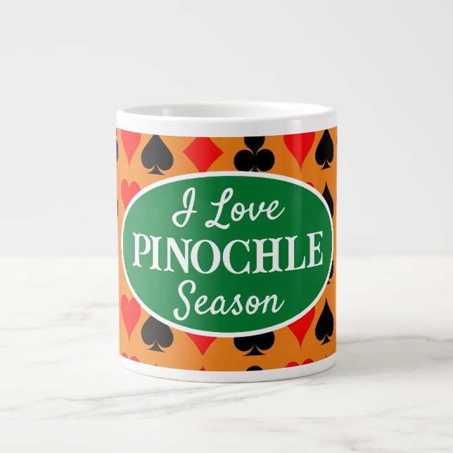 Caneca De Café Grande Eu Amo Pinochle Season Queimado Orange (Frente)