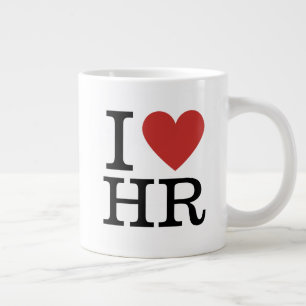 Caneca De Café Grande Eu ❤️ Amo RH Jumbo Mug - Para RH Dept Funcionarios