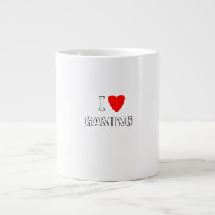 Caneca De Café Grande Eu Amo Tipografia de Coração Vermelho de Jogos