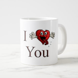 Caneca De Café Grande Eu Amo Você coração bobo