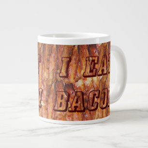 Caneca De Café Grande Eu Comi Texto Bacon com Fundo