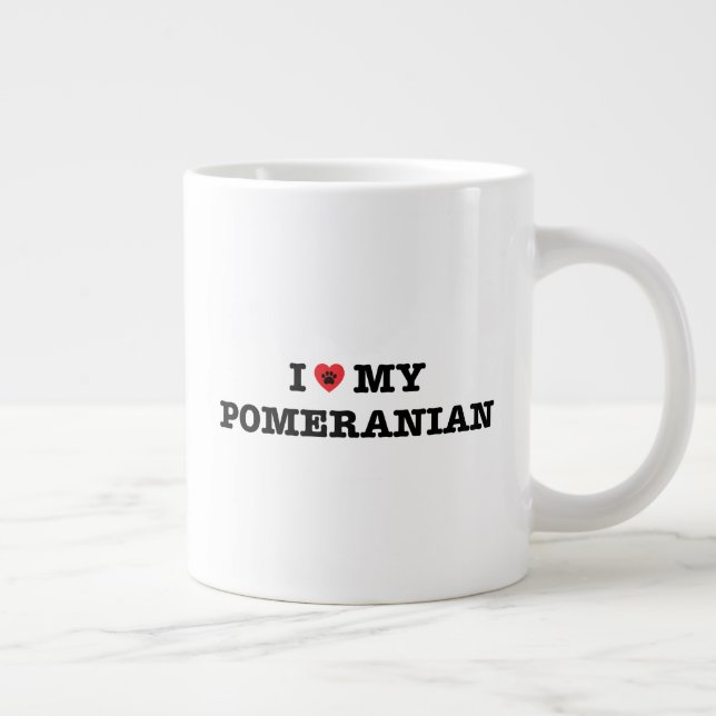 Caneca De Café Grande Eu Corto Meu Pomeraniano (Direita)