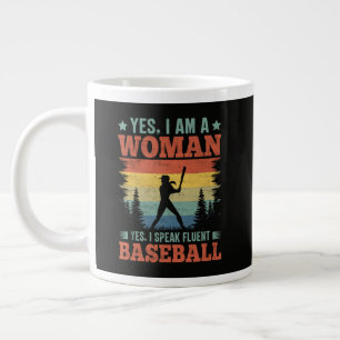 Caneca De Café Grande Eu Falo Fluente Jogadora de Beisebol Fã Feminina