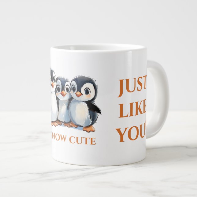 Caneca De Café Grande Eu Gosto De Você, Presente De Pinguins. (Frente Esquerda)