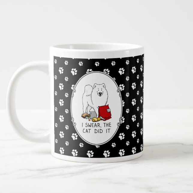 Caneca De Café Grande Eu Juro Que O Gato Samoyed Cachorro Engraçado (Esquerda)
