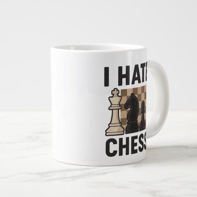 Caneca De Café Grande Eu Odeio Xadrez (Frente Esquerda)