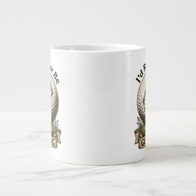 Caneca De Café Grande Eu Preferiria Estar Jogando Golfe  (Frente)