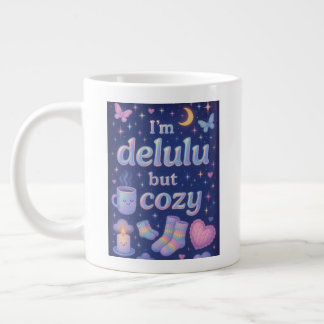 Caneca De Café Grande Eu sou delulu, mas aconchegante