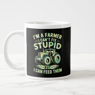 Caneca De Café Grande Eu Sou Fazendeiro Não Posso Consertar Estúpido