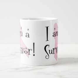 Caneca De Café Grande Eu sou uma Guerreira Sobrevivente ao Câncer de Mam
