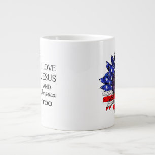 Caneca De Café Grande Eu também amo Jesus e América