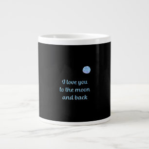 Caneca De Café Grande Eu Te Amo Até a Lua e de Volta Água-marinha Prata