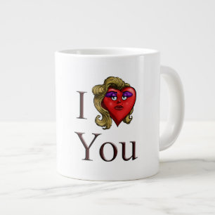 Caneca De Café Grande Eu Te Amo Ela Coração