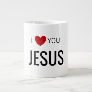 Caneca De Café Grande Eu te amo Jesus Moderno Christian Faith Heart