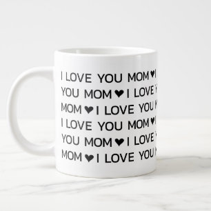 Caneca De Café Grande Eu Te Amo Mamãe Corações