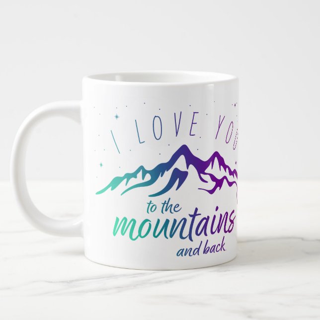 Caneca De Café Grande Eu te amo montanhas e fundos (Mugs de Amor) (Esquerda)