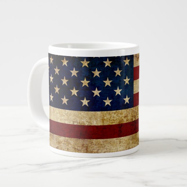 Caneca De Café Grande EUA / Bandeira esvajada (Frente Esquerda)