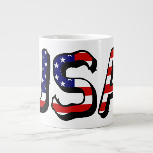 Caneca De Café Grande EUA sobrepostos em US Flag Jumbo Mug cn