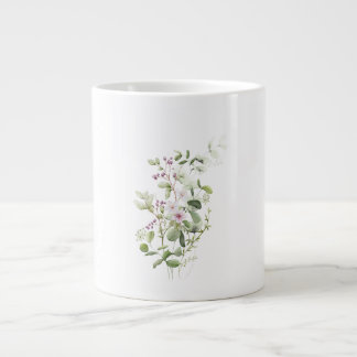 Caneca De Café Grande Eucalyptus Floral Watercolor  Speciality Mug 