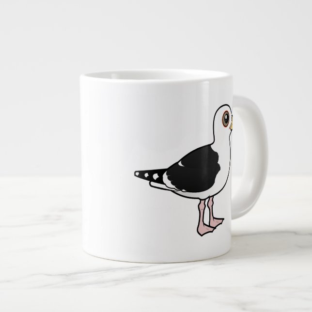 Caneca De Café Grande Excelente Birdorable Gull de apoio preto (Frente Esquerda)